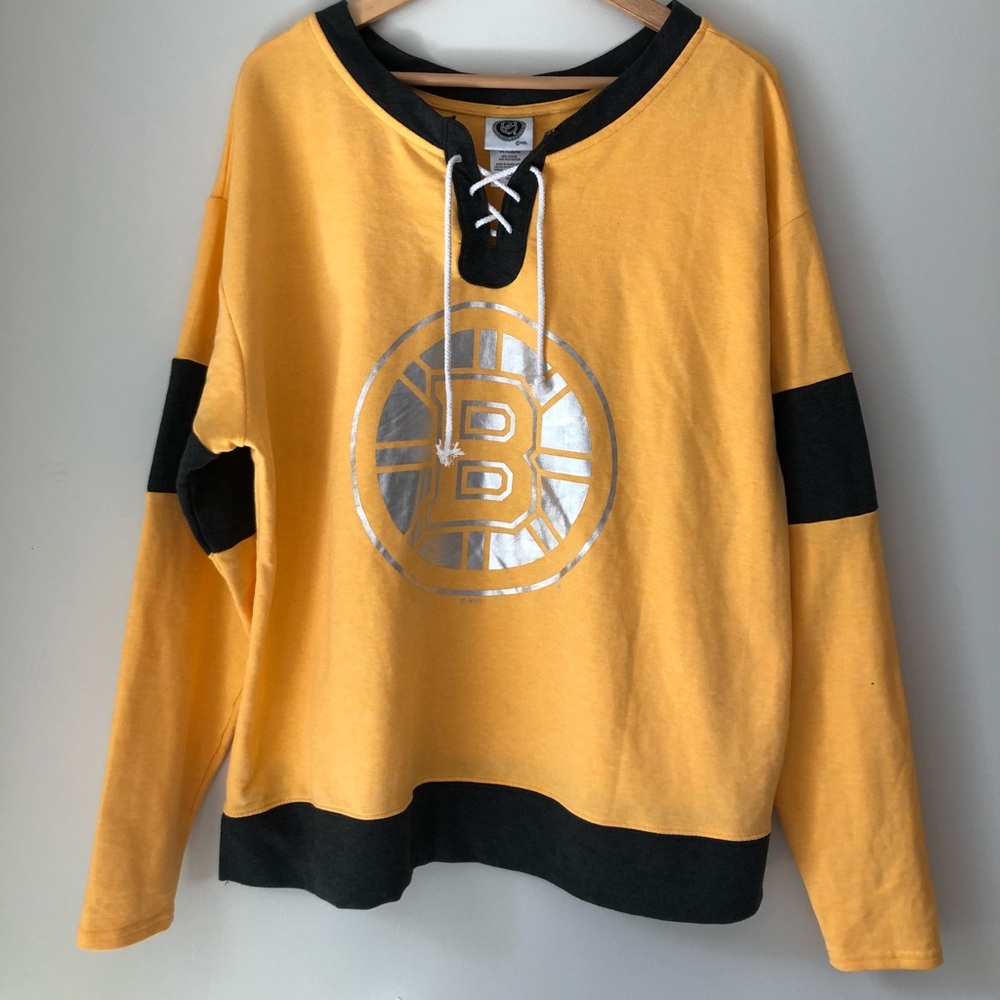 Vintage Boston Bruins Yellow Front Tie Sweatshirt